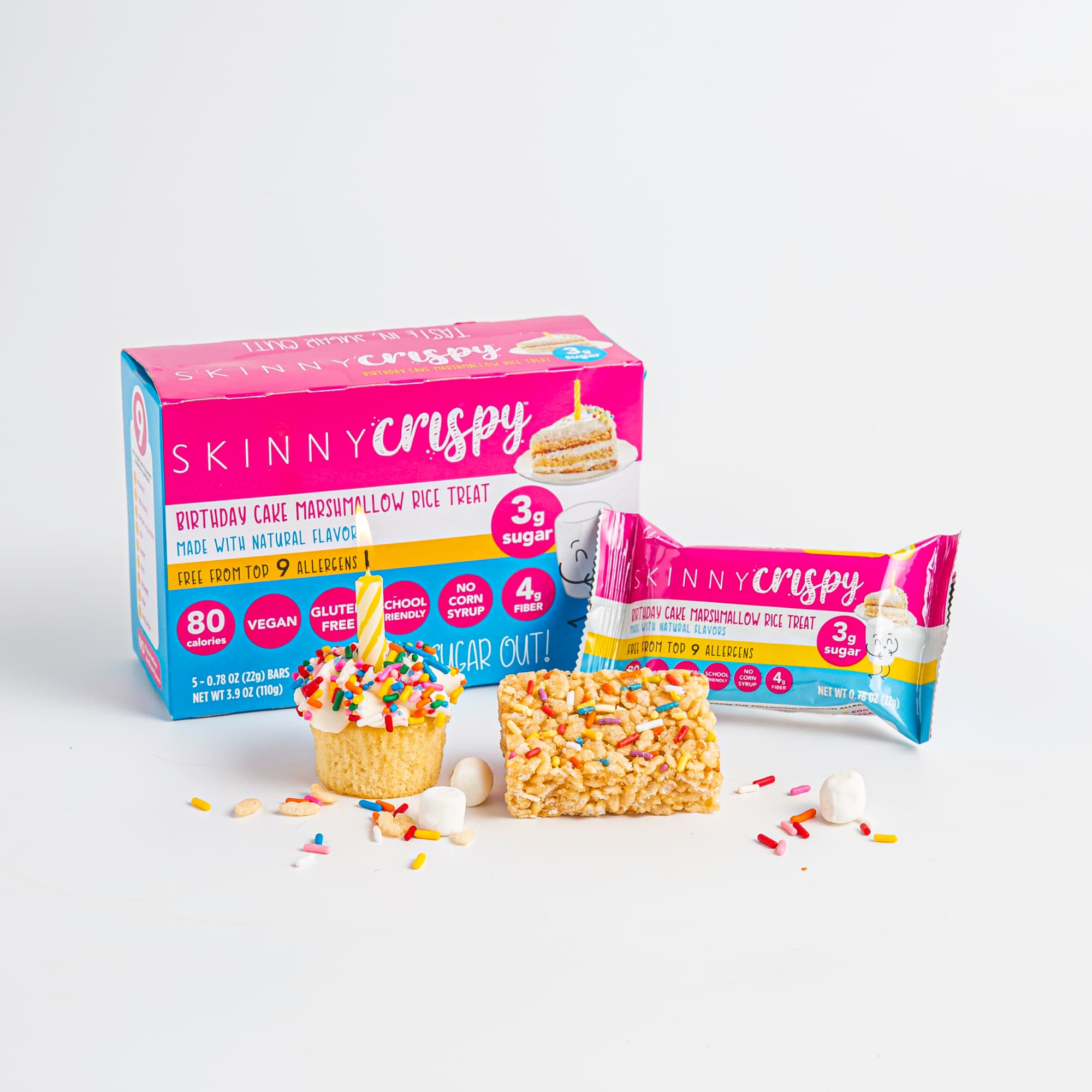 Birthday Cake Marshmallow Rice Snack • Skinny Crispy